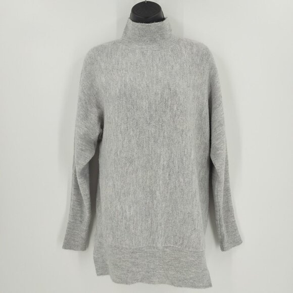 MAGASCHONI Sz M MockNeck Sweater Knit Gray Pullover Vented Oversized Fall Winter - Picture 3 of 12